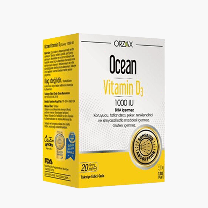 Orzax Ocean Vitamin D3 1000 IU Sprey 20ml - Dermoderm