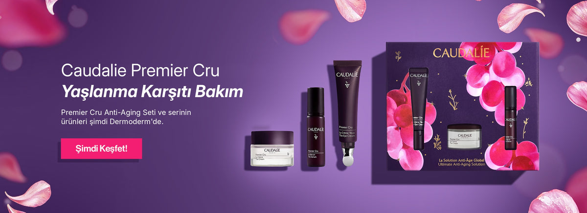 Caudalie Premier Cru yaşlanma karşıtı bakım: La Crème, Le Sérum, La Crème Yeux ve Anti-Aging Set