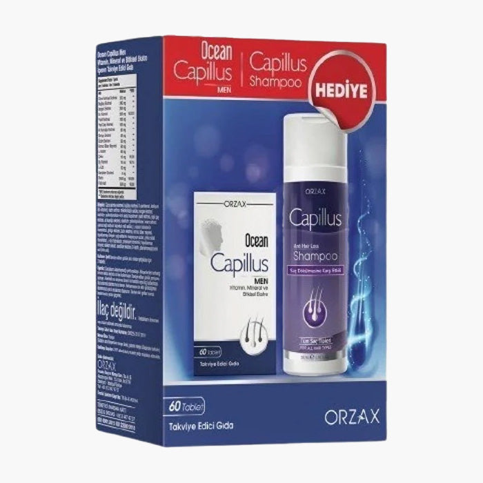 Capillus Packaging Orzax Ocean Capillus Men 60 Tablet + Capillus Şampuan Hediyeli – Dermoderm