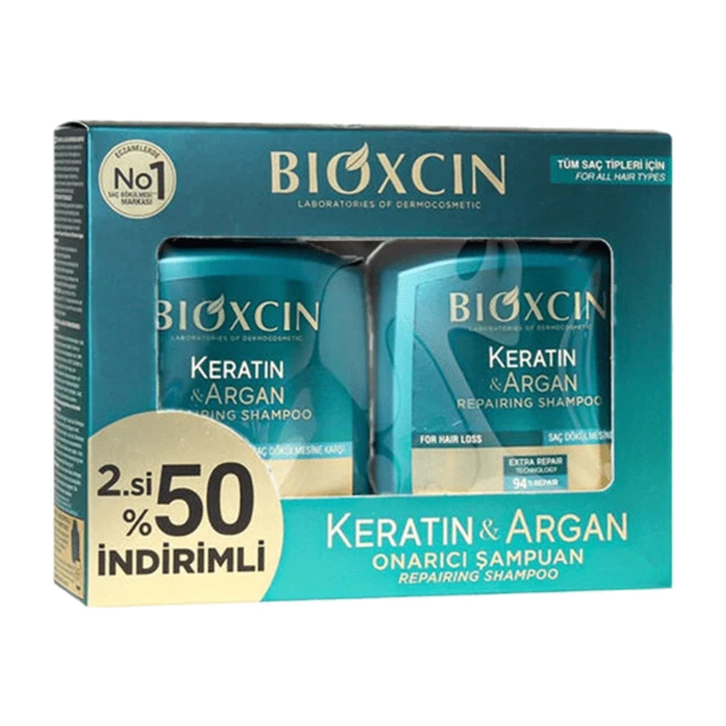 Bioxcin Keratin ve Argan onarici sampuan 2x300 ml ikili set