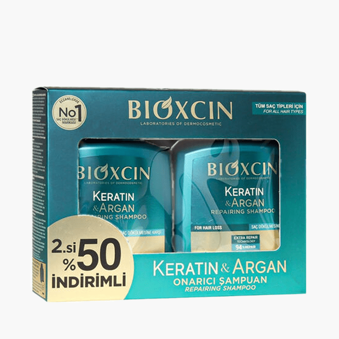 Bioxcin Keratin ve Argan Onarıcı Şampuan 2x300 ml - Dermoderm
