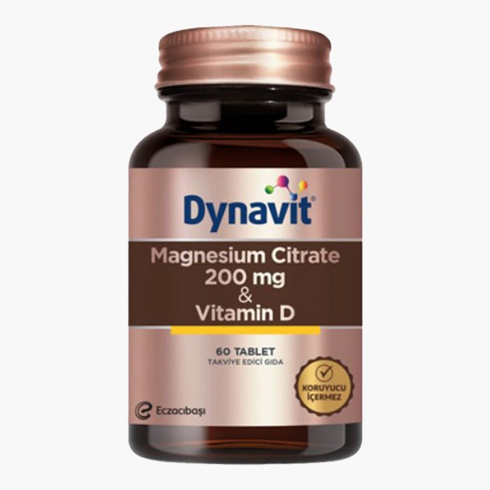 Eczacıbaşı Dynavit Magnesium Citrate 200 mg - Vitamin D Takviye Edici Gıda 60 Tablet - Dermoderm