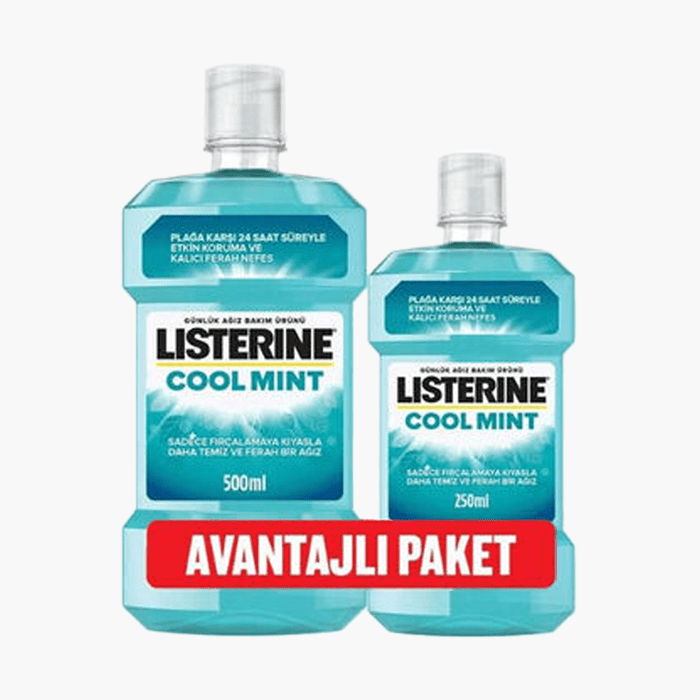 Listerine Cool Mint Nane Aromalı 500 ml + 250 ml - Avantajlı Paket - Dermoderm