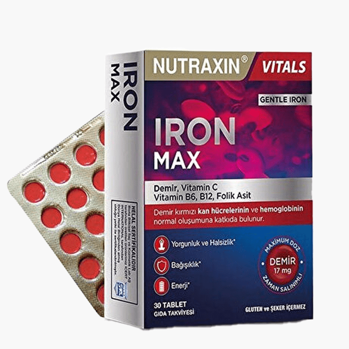 Nutraxin Iron Max Takviye Edici Gıda 30 Tablet - Dermoderm