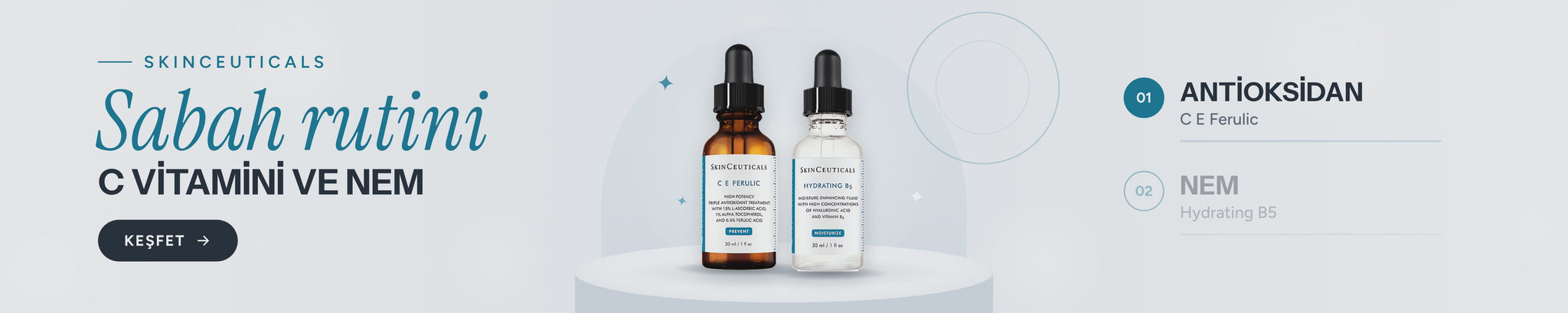 SkinCeuticals sabah rutini: C E Ferulic ve Hydrating B5