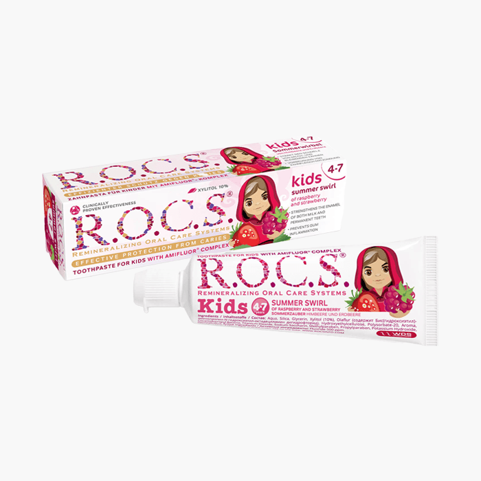 Rocs Kids 4 - 7 Yaş Arası Diş Macunu 45 gr (Ahududu Çilek) - Dermoderm