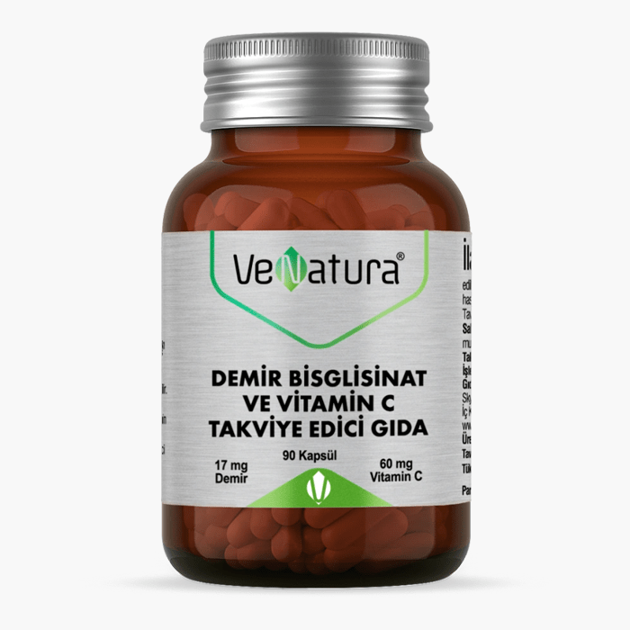 VeNatura Demir Bisglisinat ve Vitamin C 90 Kapsül - Dermoderm
