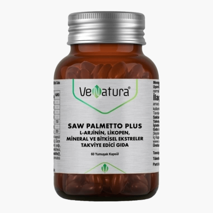 Venatura Saw Palmetto Plus L - Arjinin Likopen Mineral ve Bitki Ekstreleri Takviye Edici Gıda 60 Kapsül - Dermoderm