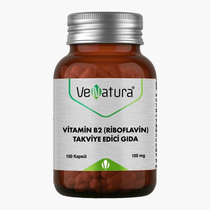 VeNatura Vitamin B2 (Riboflavin) Takviye Edici Gıda 100 kapsül - Dermoderm