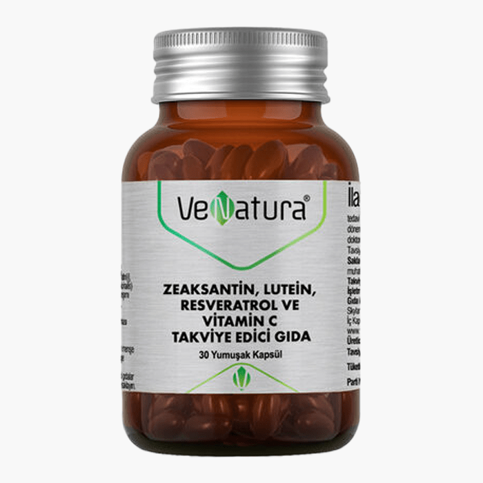 VeNatura Zeaksantin Lutein Resveratrol ve Vitamin C Takviye Edici Gıda 30 Yumuşak Kapsül - Dermoderm